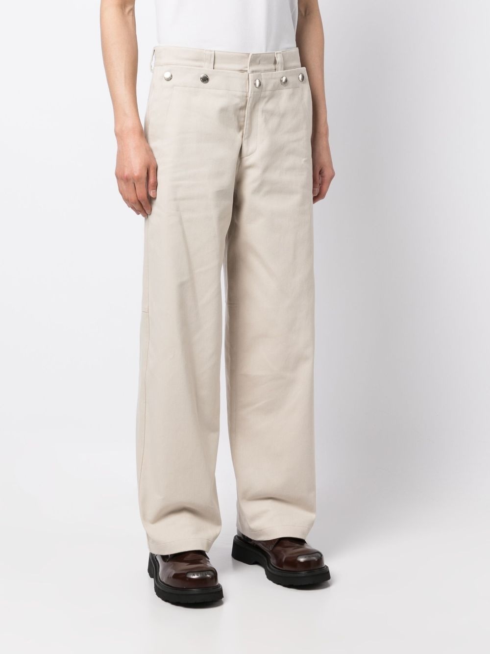 straight-leg cotton trousers - 3