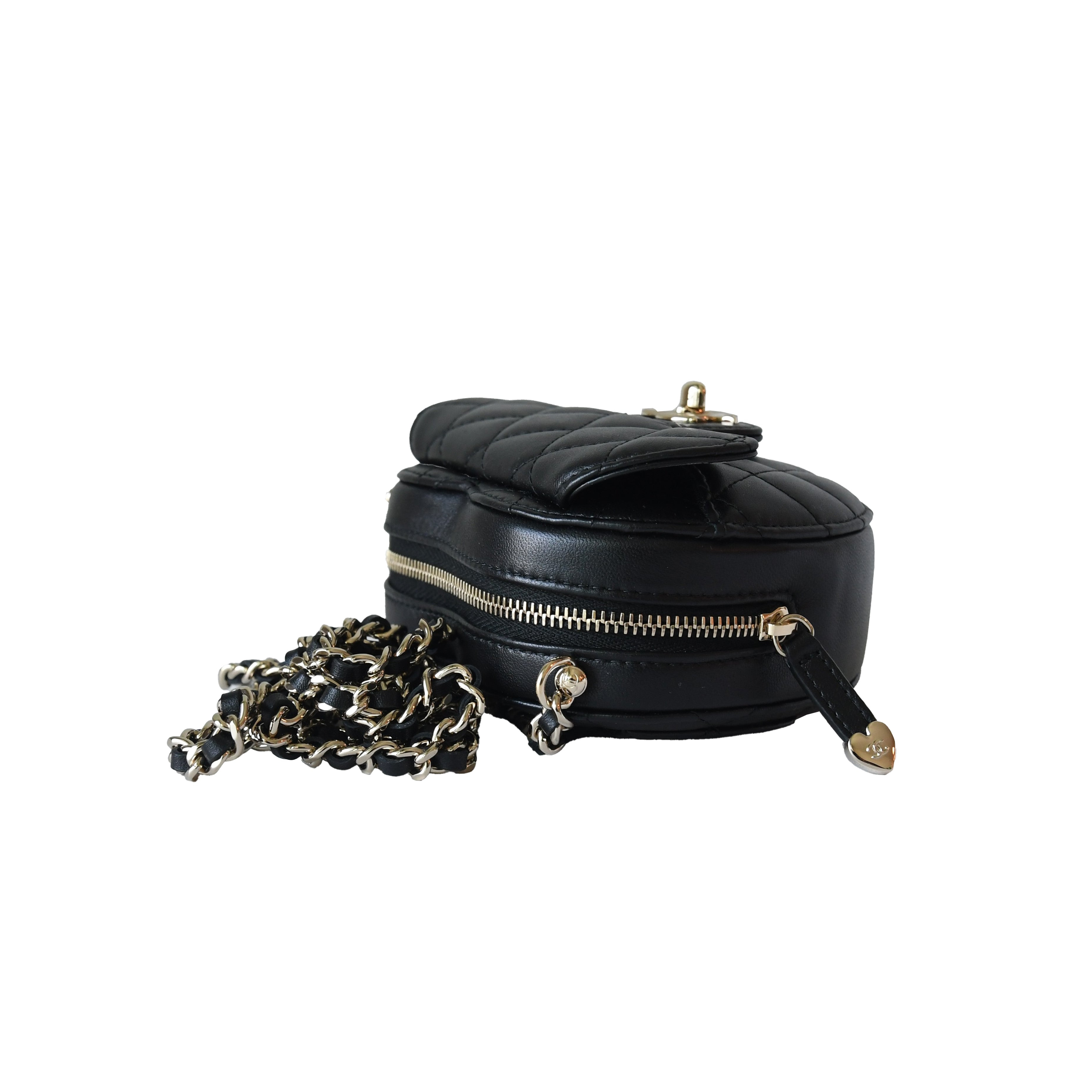 Chanel CC Lambskin Quilted In Love Heart Bag Gold Hardware Black - 4