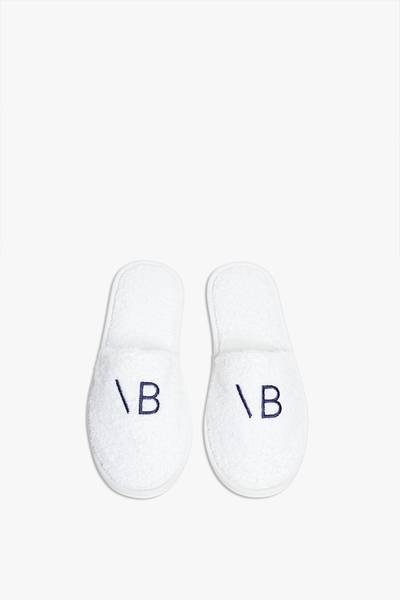Victoria Beckham VB Embroidered Slippers in Navy-White outlook