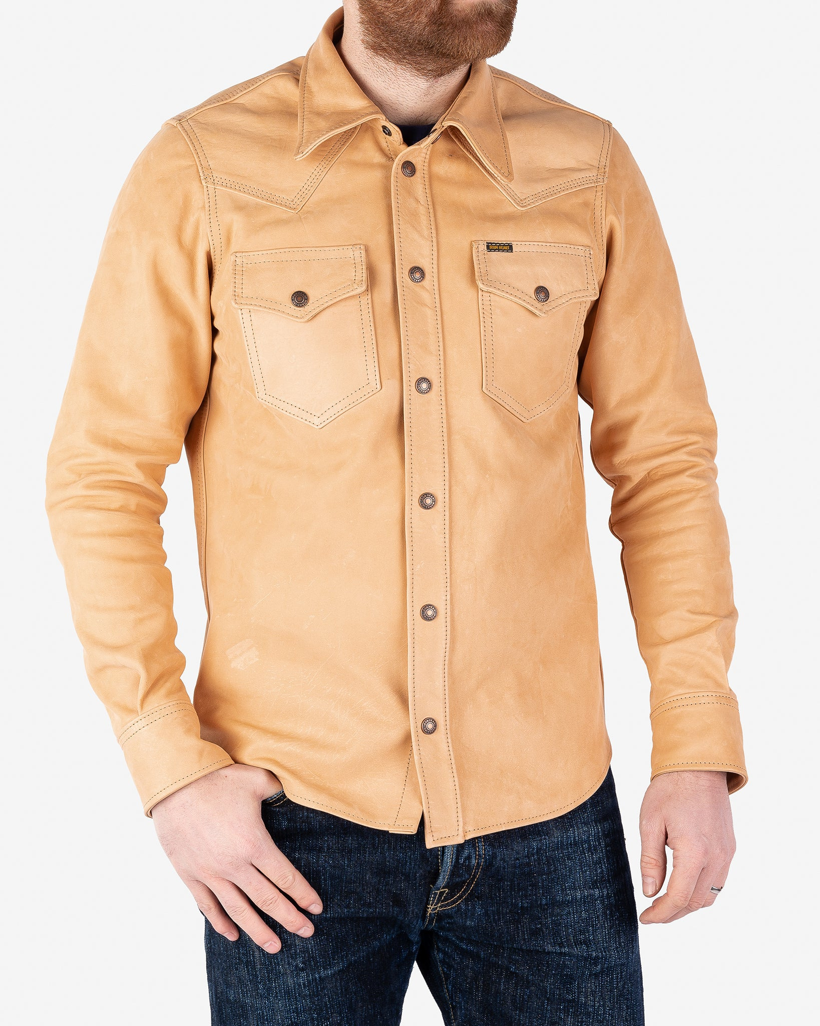 IHSB-PR-NAT Iron Heart X Simmons Bilt Horsehide Western Shirt - The Pale Rider - Natural - 2