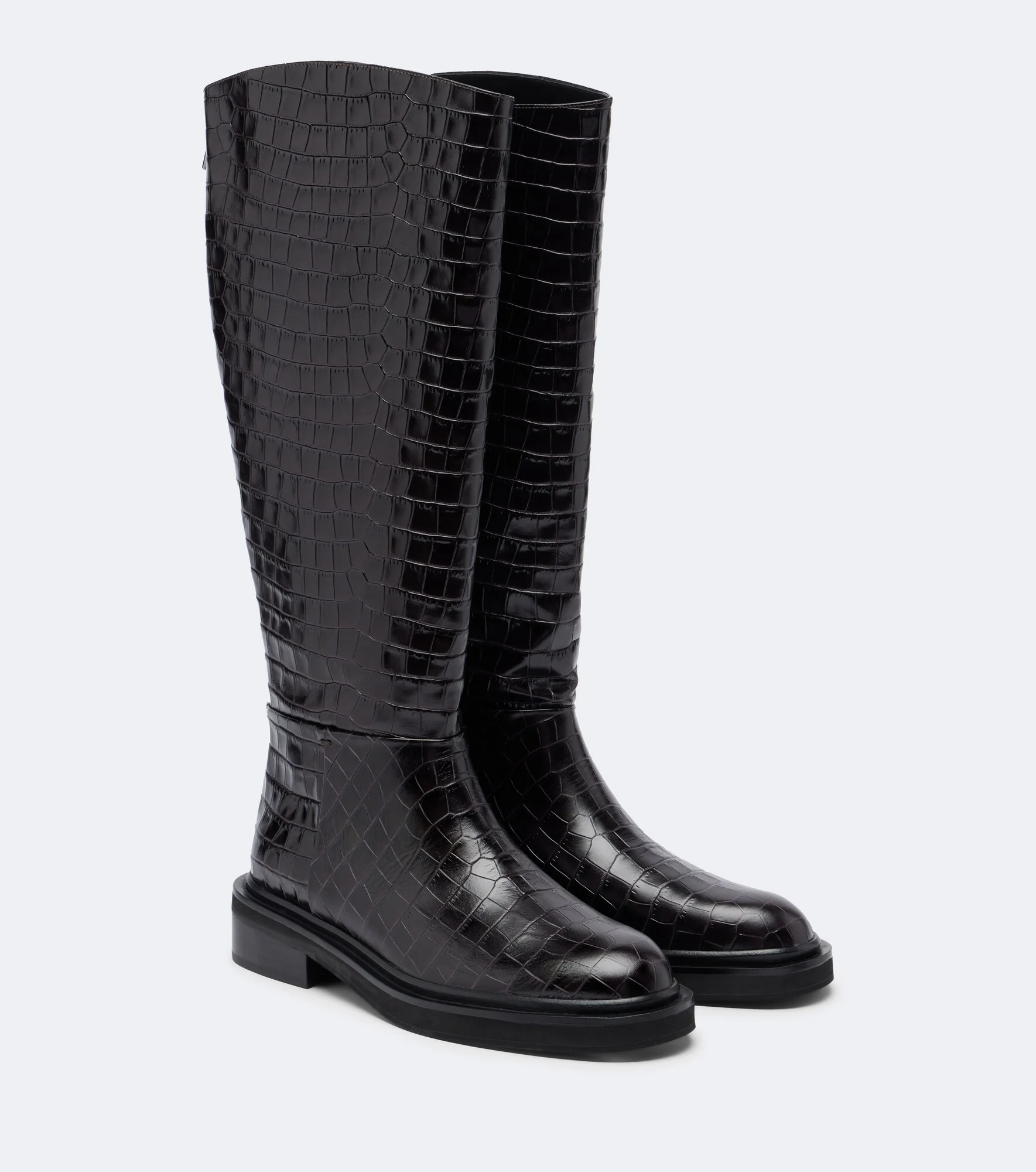 Jude croc-effect leather knee-high boots - 1