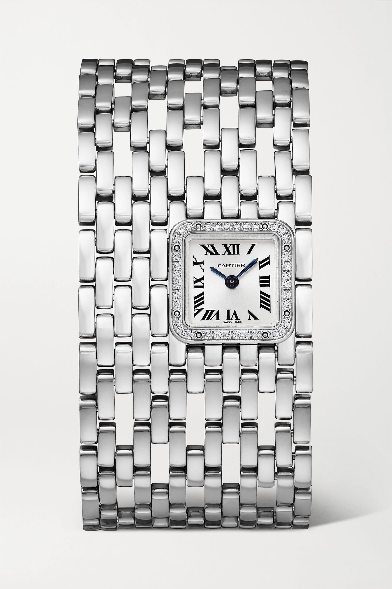 Panthère de Cartier Manchette 22mm rhodium-finish 18-karat white gold and diamond watch - 1