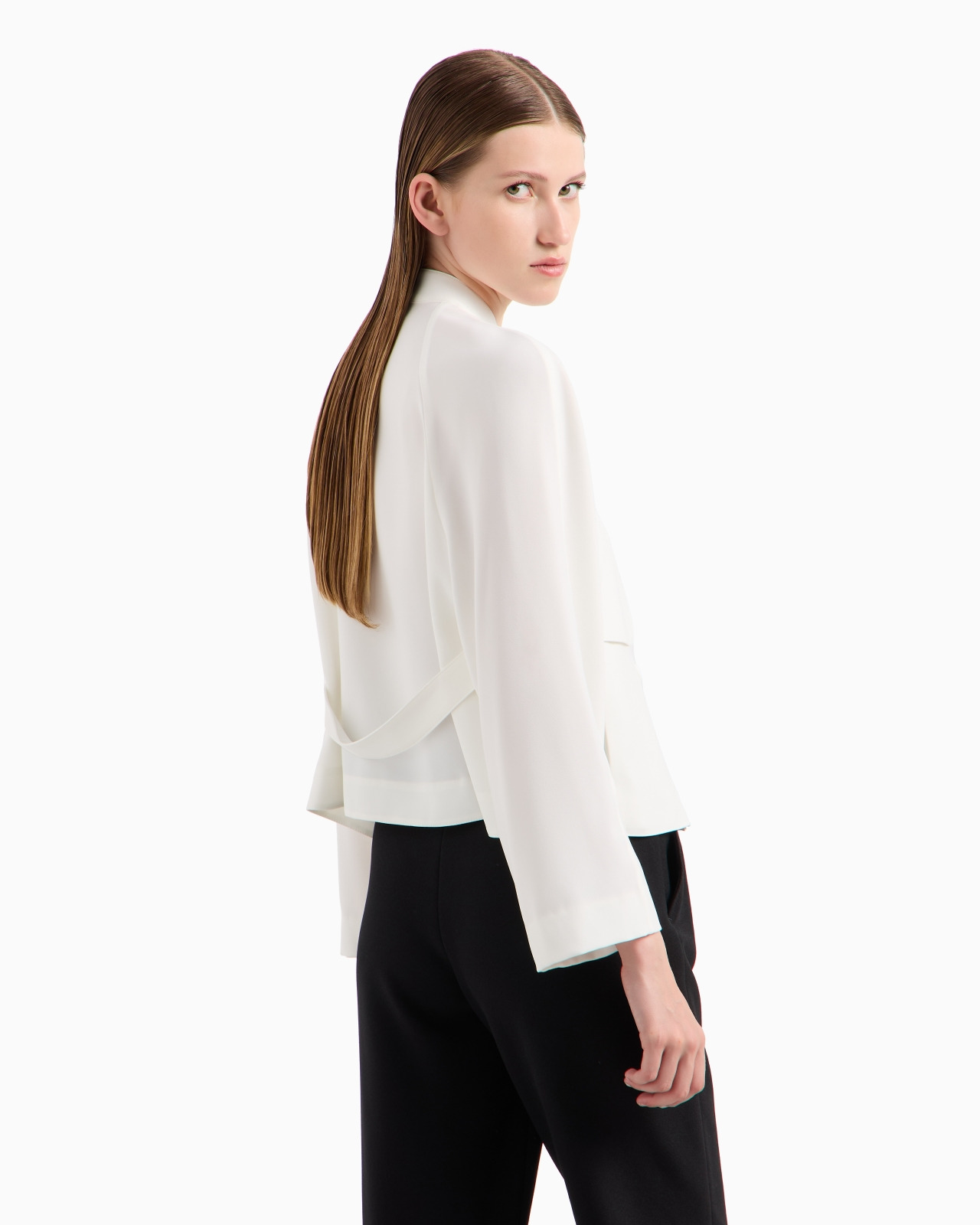 Double-breasted jacket in technical cady with a guru collar - 3