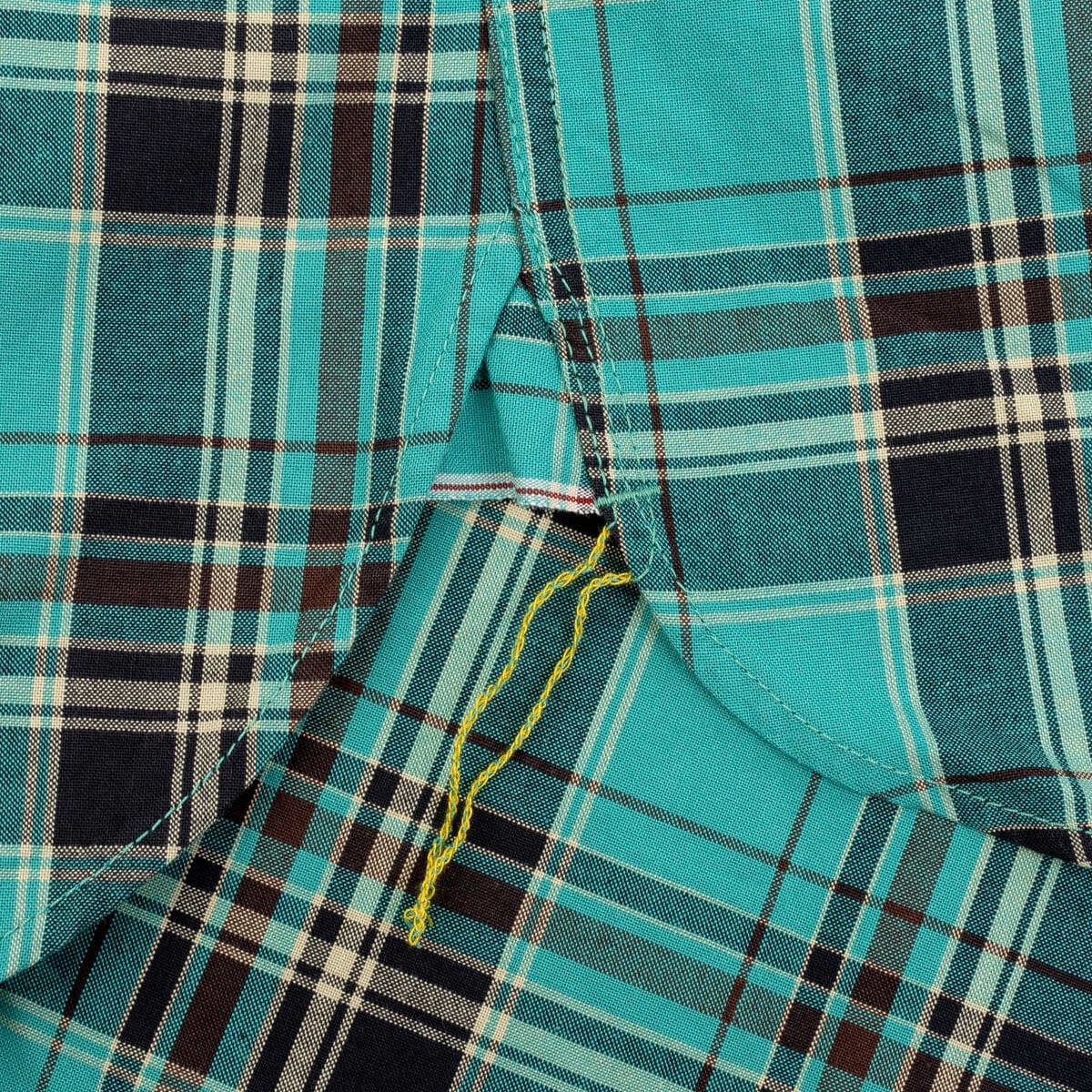 IHSH-360-GRN 5oz Selvedge Madras Check Short Sleeve Work Shirt - Green - 11