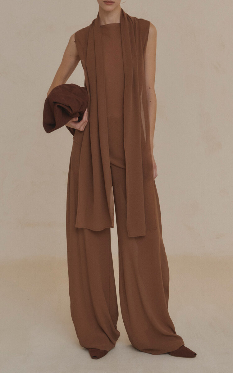 Serene Silk Scarf-Detail Top brown - 2
