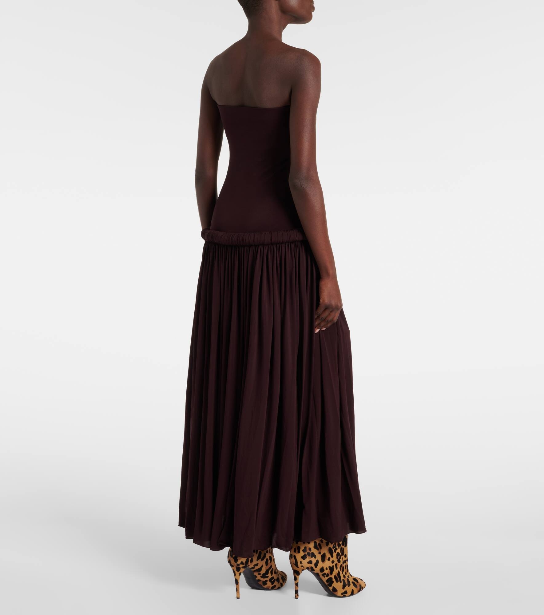 Strapless gathered jersey maxi dress - 3