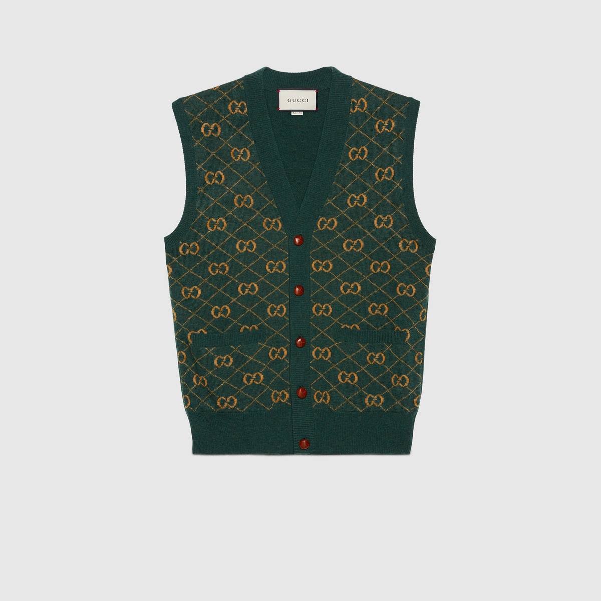 GG argyle knit wool vest - 1