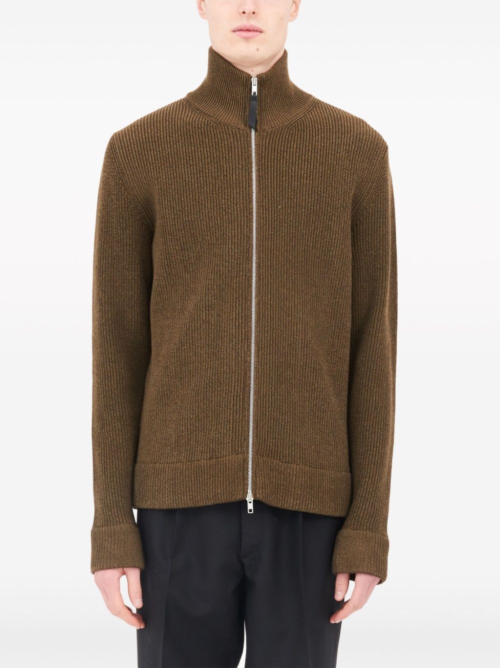 ribbed-knit zip-up sweater - 2