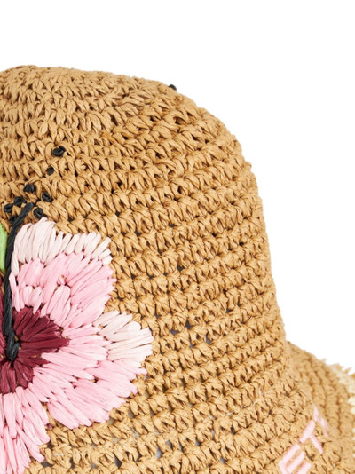 Etro floral-embroidered raffia bucket hat outlook