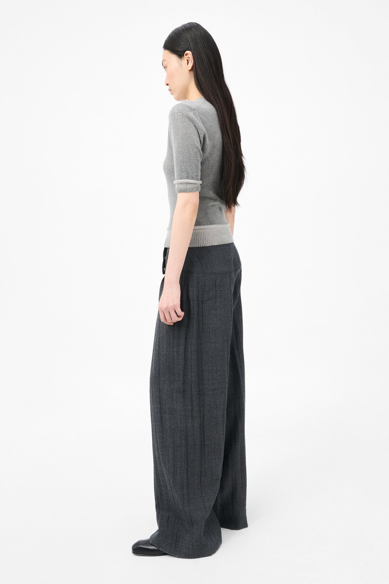 Girdle Trouser Stone Grey Plisse Wool 6