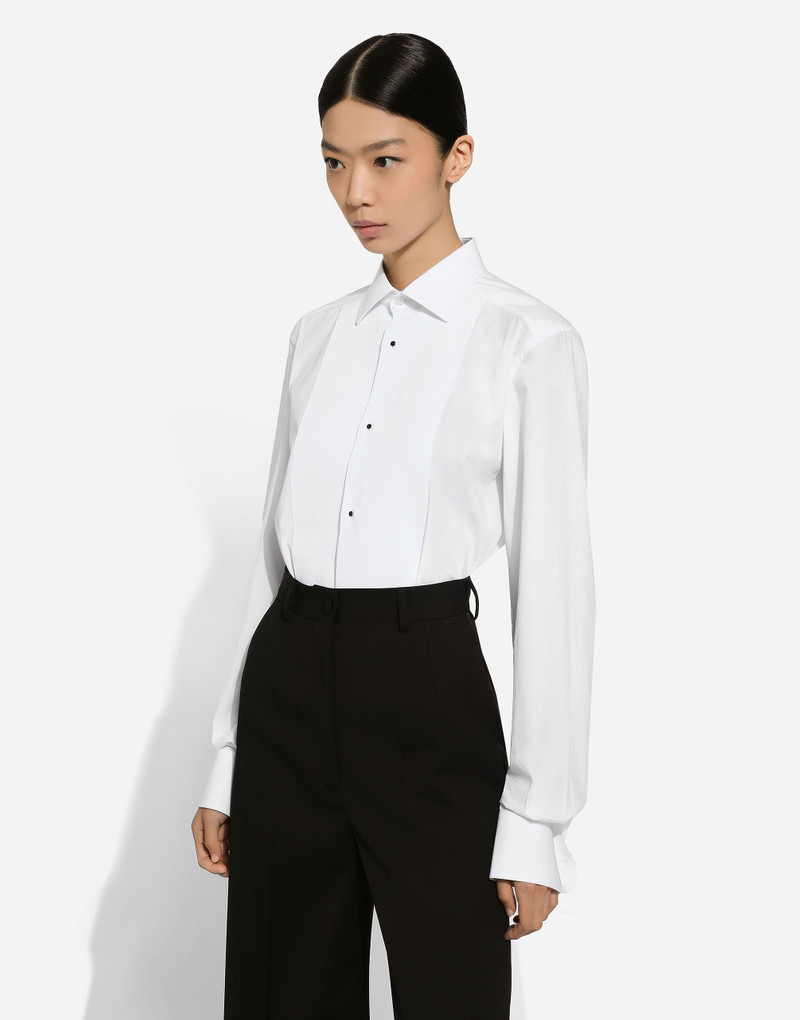 Cotton tuxedo shirt with piqué shirt front 6