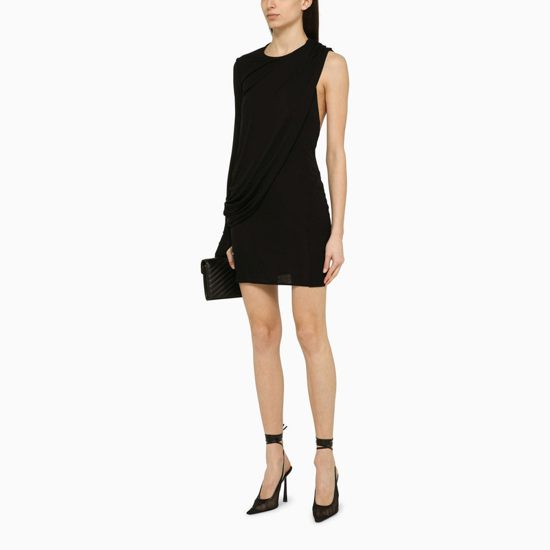 ANDREĀDAMO Black viscose one-shoulder dress with drape outlook