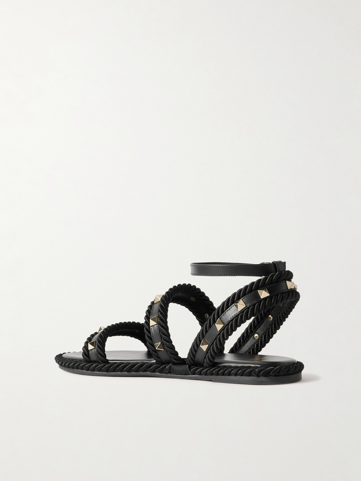 Torchon Rope-trimmed Studded Leather Sandals - 3