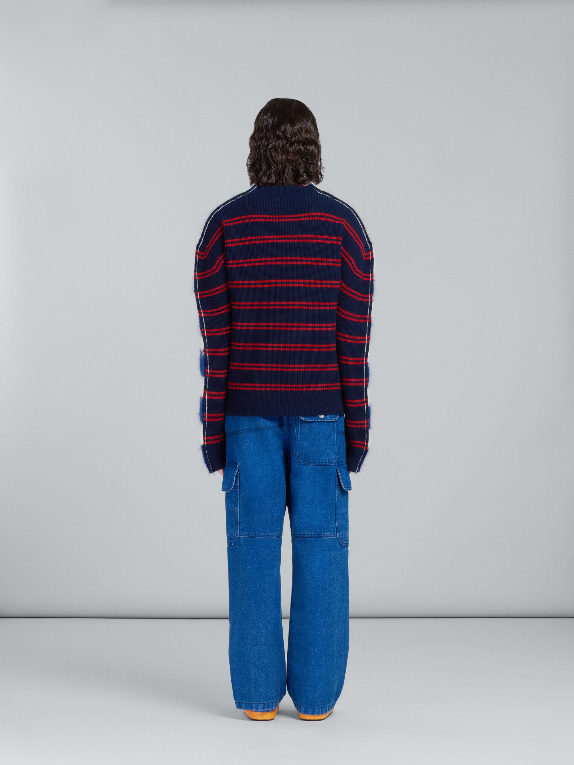CARGO PANTS IN COATED BLUE DENIM - 3