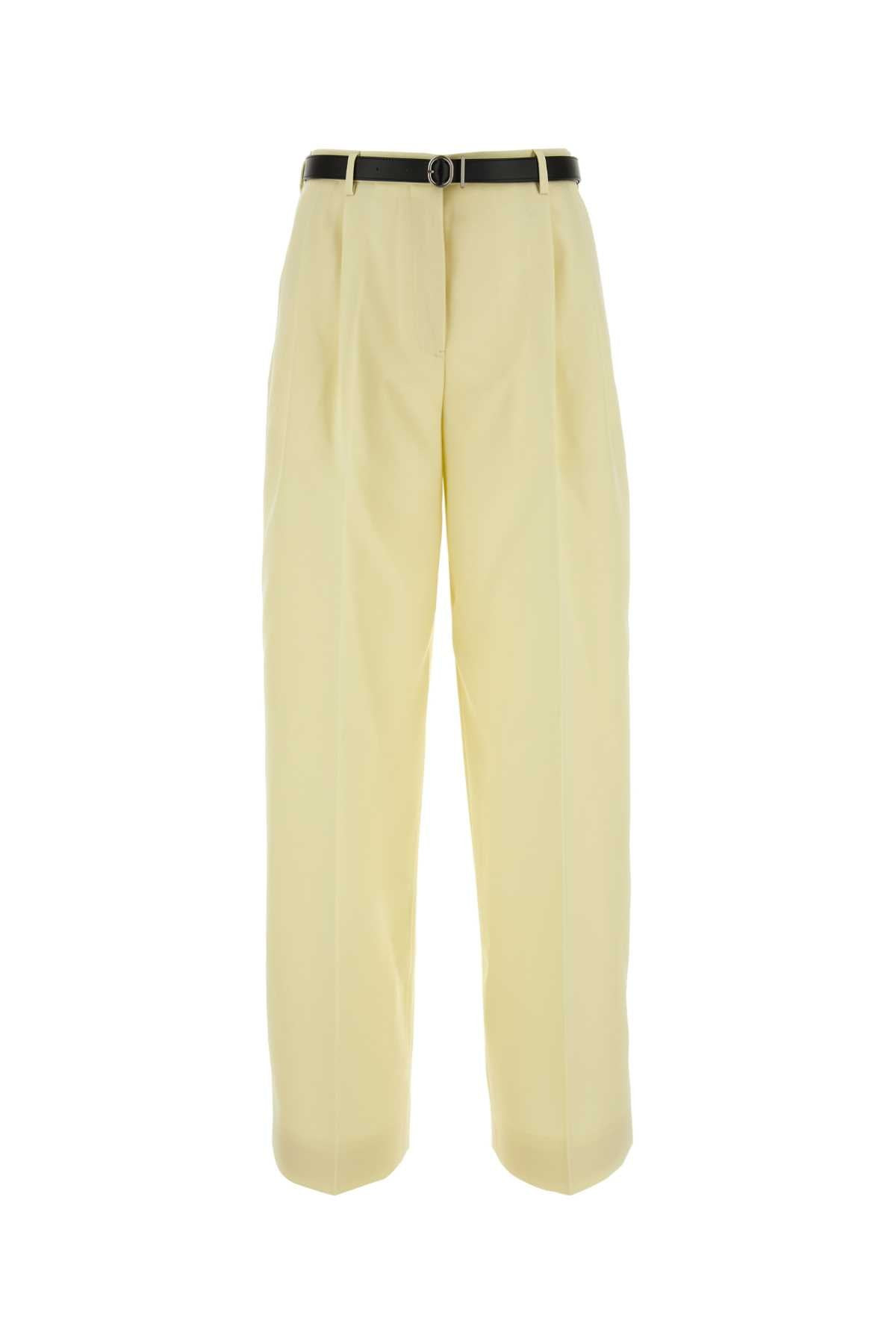Jil Sander Women Pastel Yellow Gabardine Wide-Leg Pant - 1