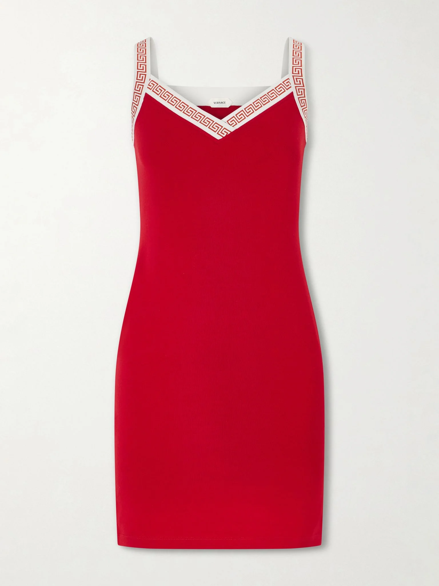 Logo-jacquard cotton-jersey mini dress Red - 1
