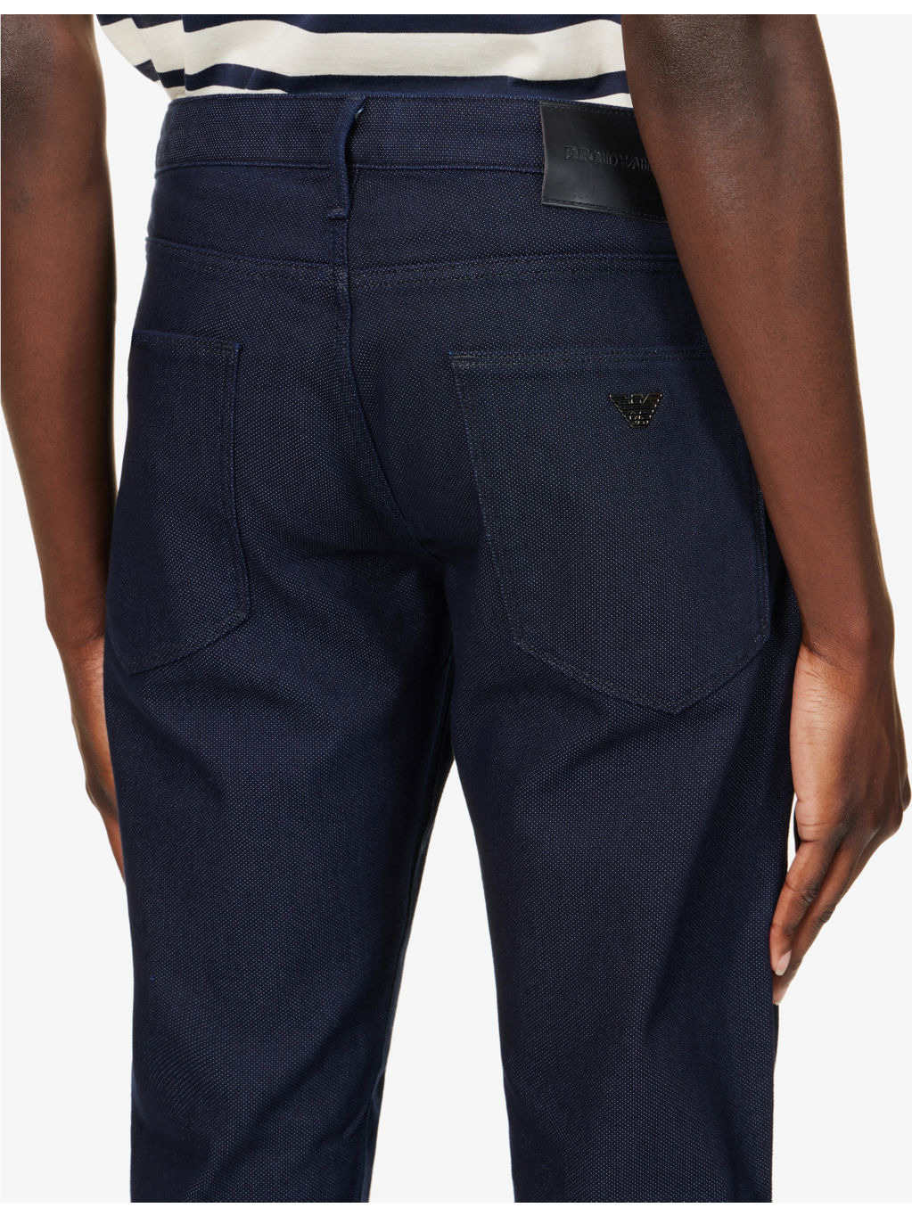 Micro Dot slim-fit mid-rise cotton-blend jeans - 5