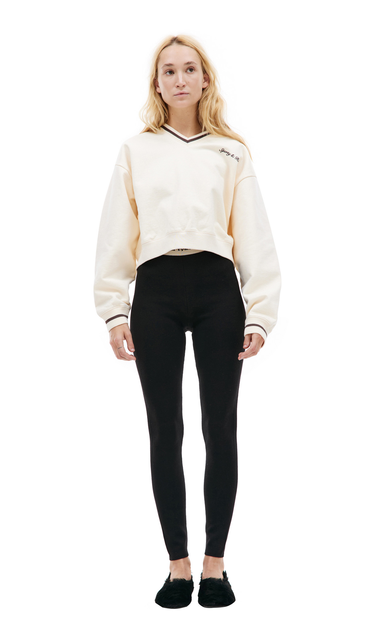SERIF LOGO RIBBED LEGGING (BLACK) - 2