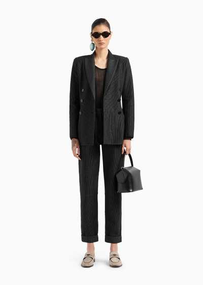 GIORGIO ARMANI Double-breasted jacket in a jacquard linen-blend jersey outlook