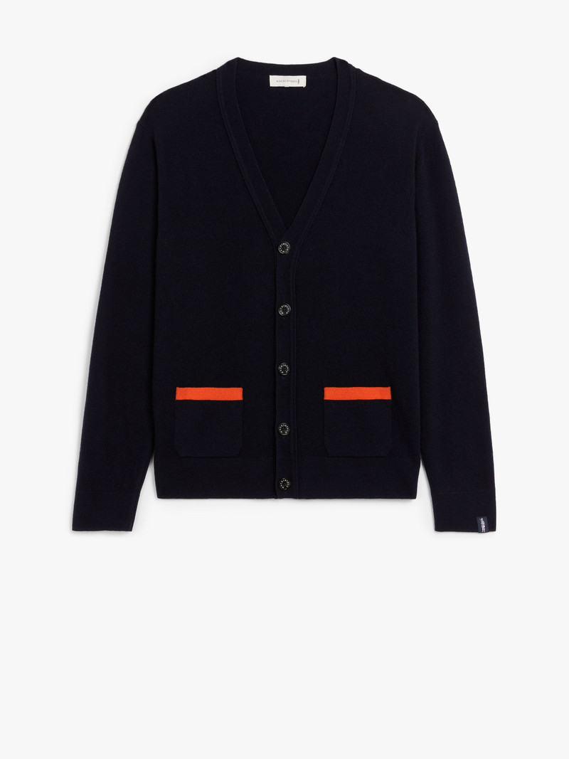 FIELD NAVY WOOL CARDIGAN | GKM-200 1