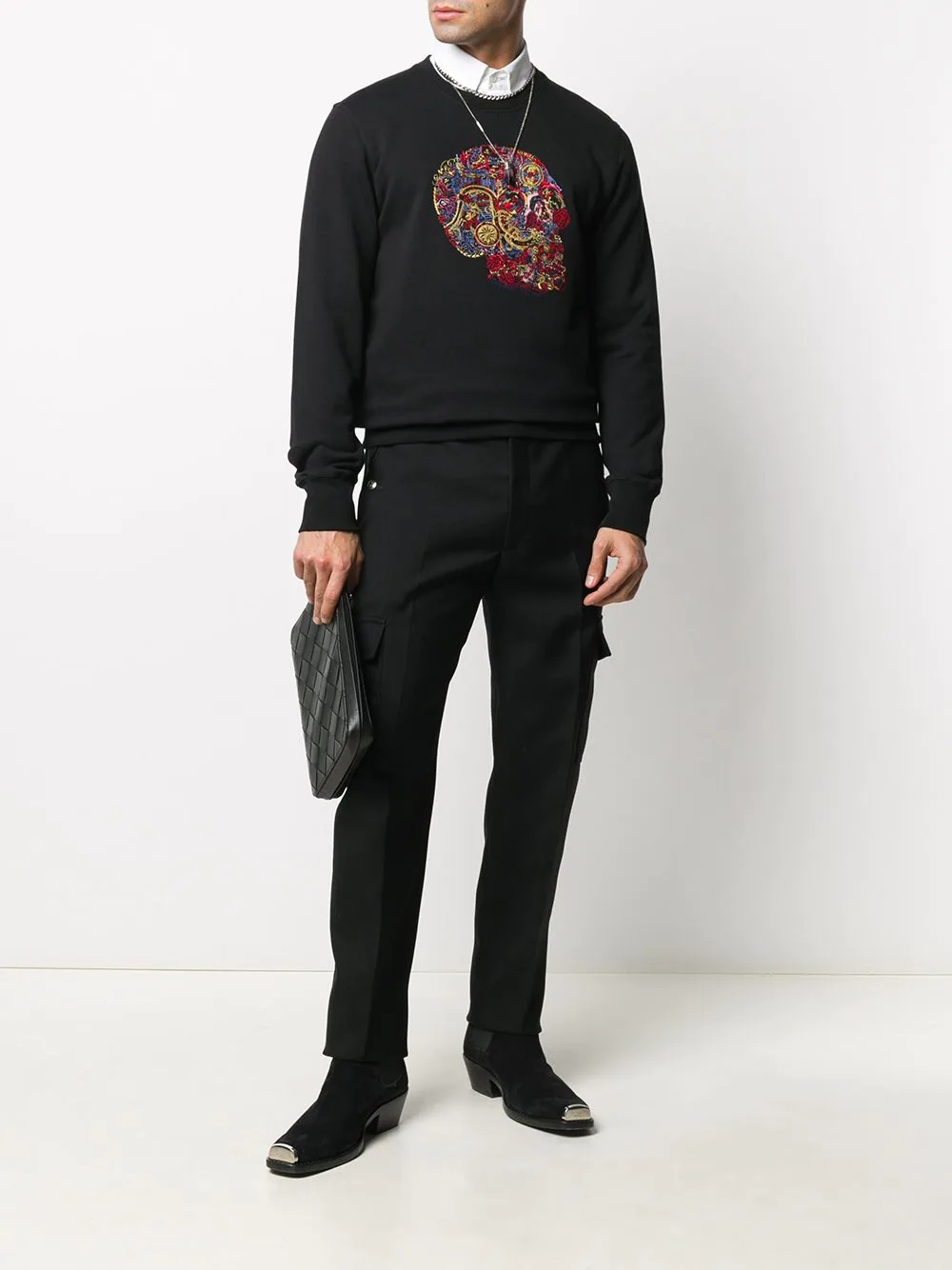 skull-embroidered sweatshirt - 2