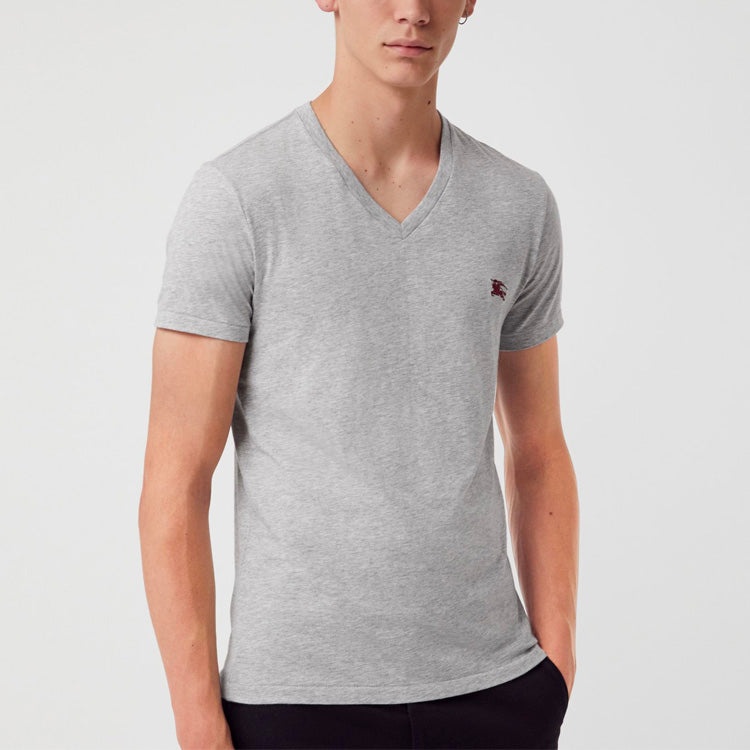 Men's Burberry V neck Knit Pullover Short Sleeve Gray 80038341 - 3