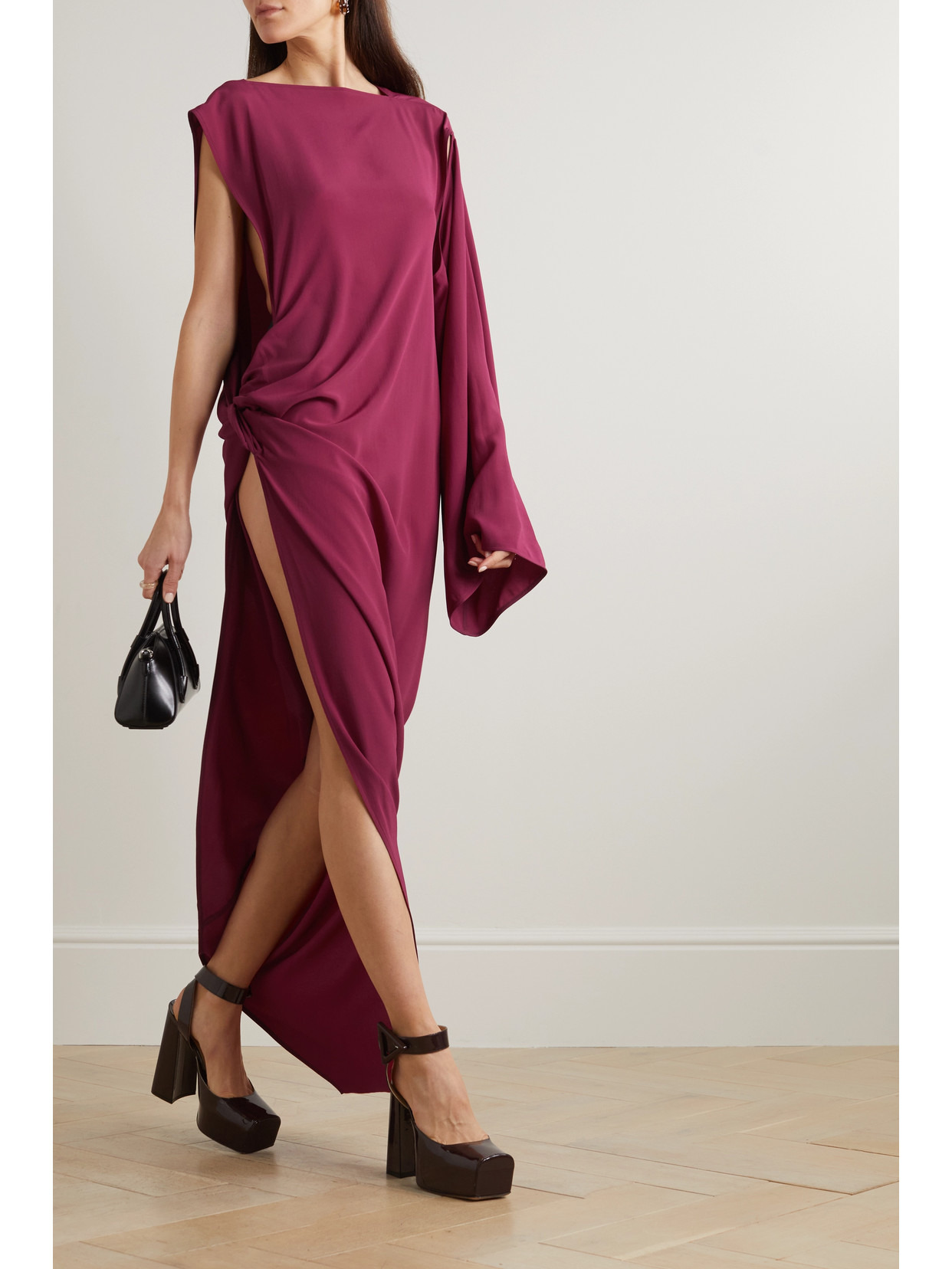 Edfu One-sleeve Draped Crepe De Chine Gown - 5
