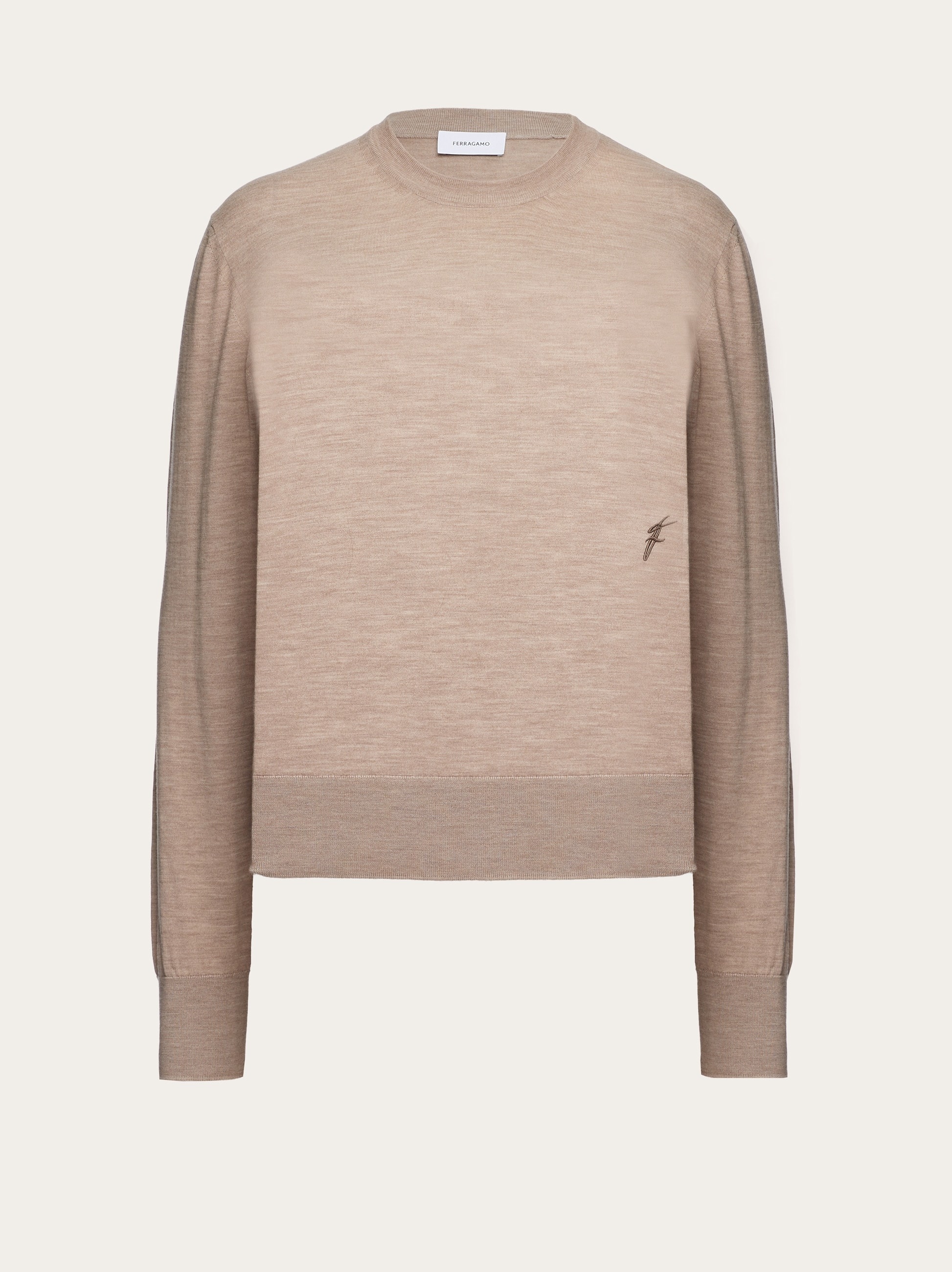Jersey wool crew neck sweater - 1
