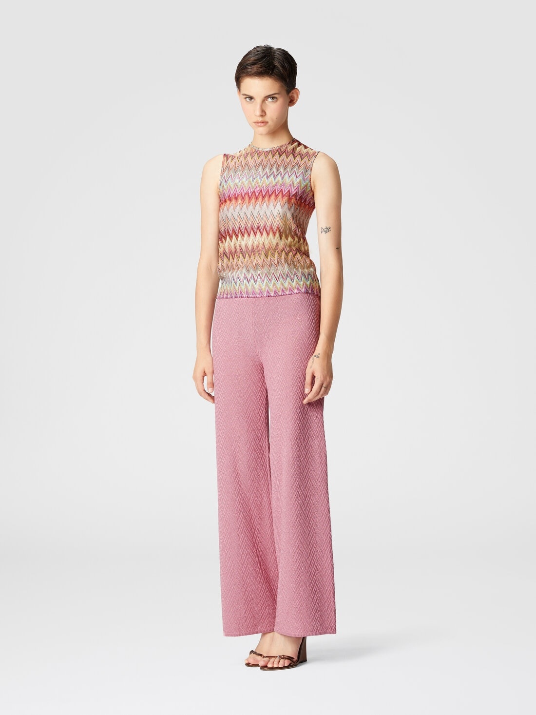 Straight-leg jacquard trousers - 2