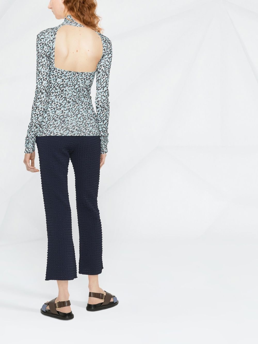 back cut-out patterned top - 2