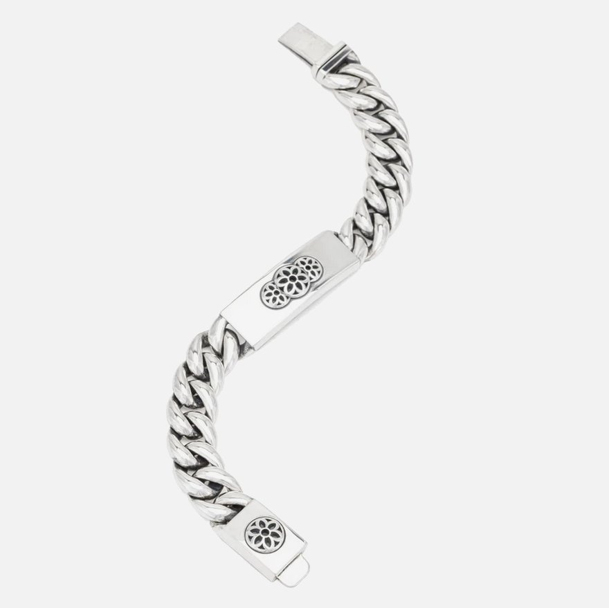 BS-ID-ROS GOOD ART HLYWD Box and Tongue Rosette ID Bracelet - Sterling Silver - 3