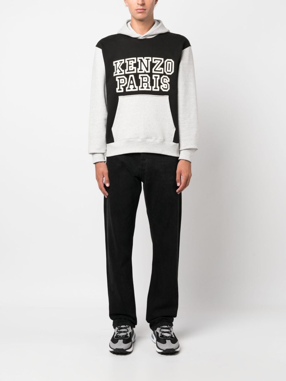 colour-block stretch-cotton hoodie - 2