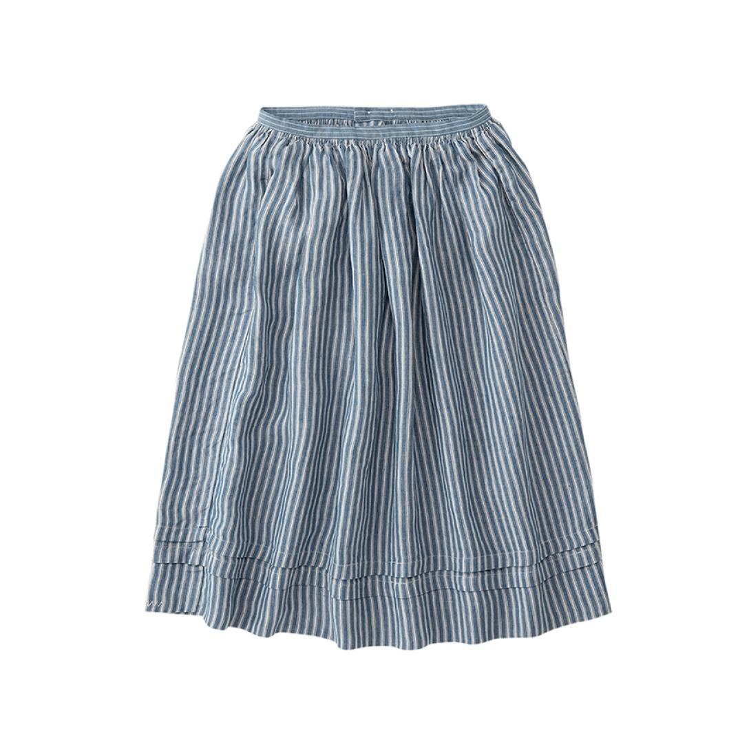 GATHERED SKIRT STRIPES NAVY - 1