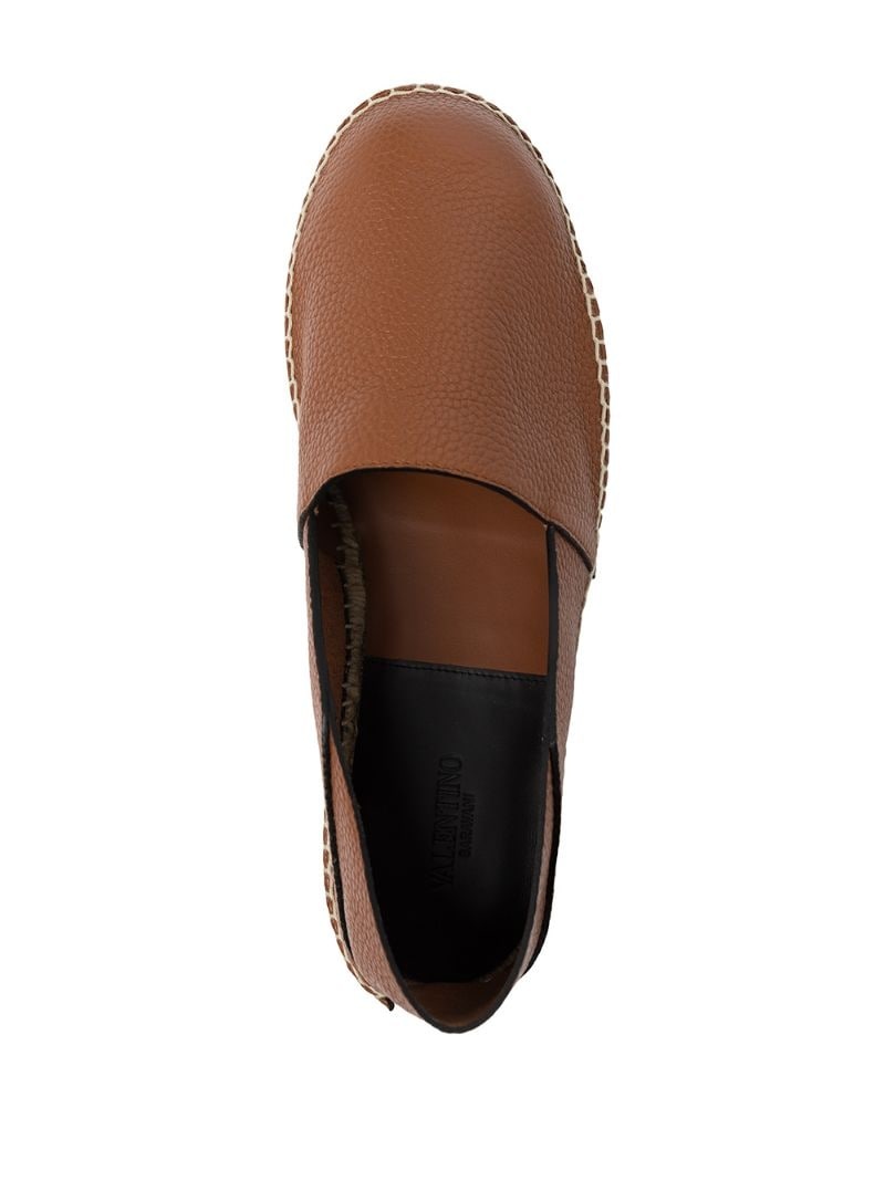 logo-plaque leather espadrilles - 4