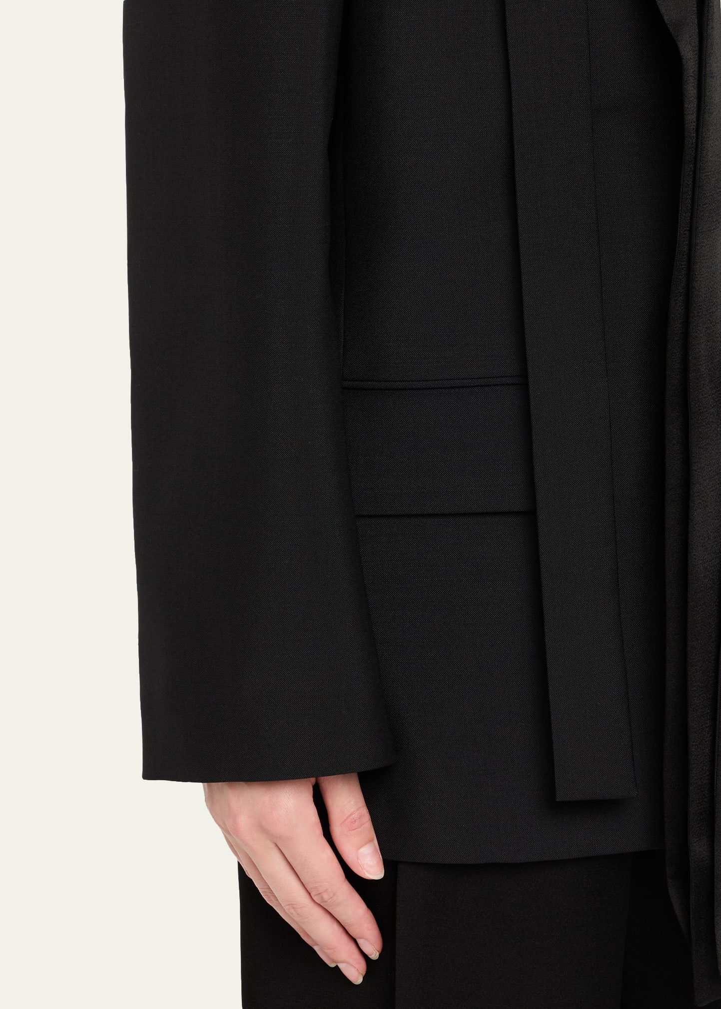 Deconstructed Satin Lapel Jacket - 5