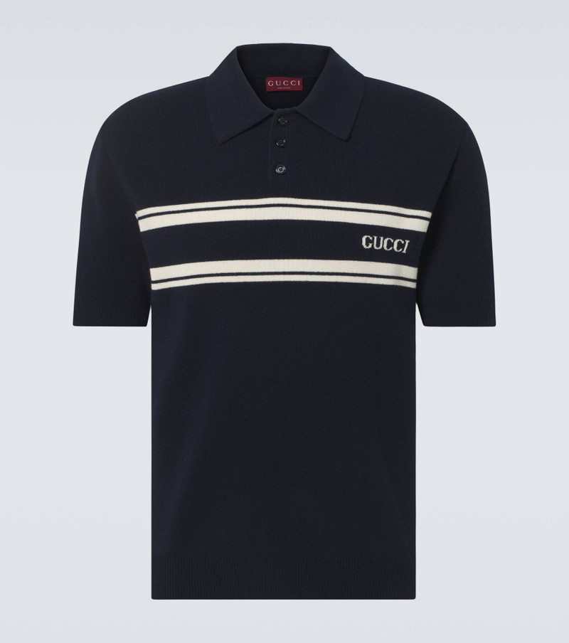Logo wool and cashmere polo shirt - 1