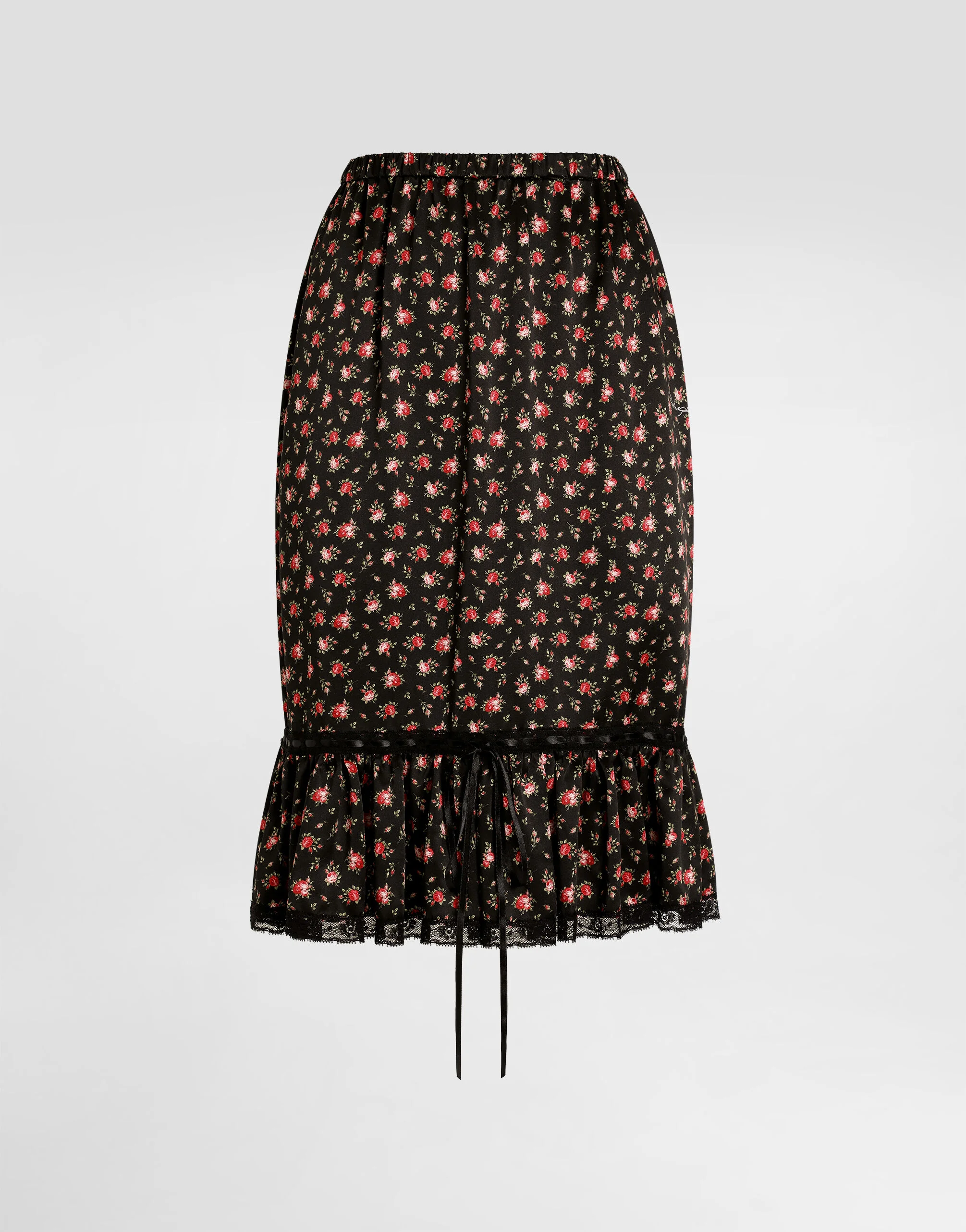 Small rose-print skirt with flounce - 1