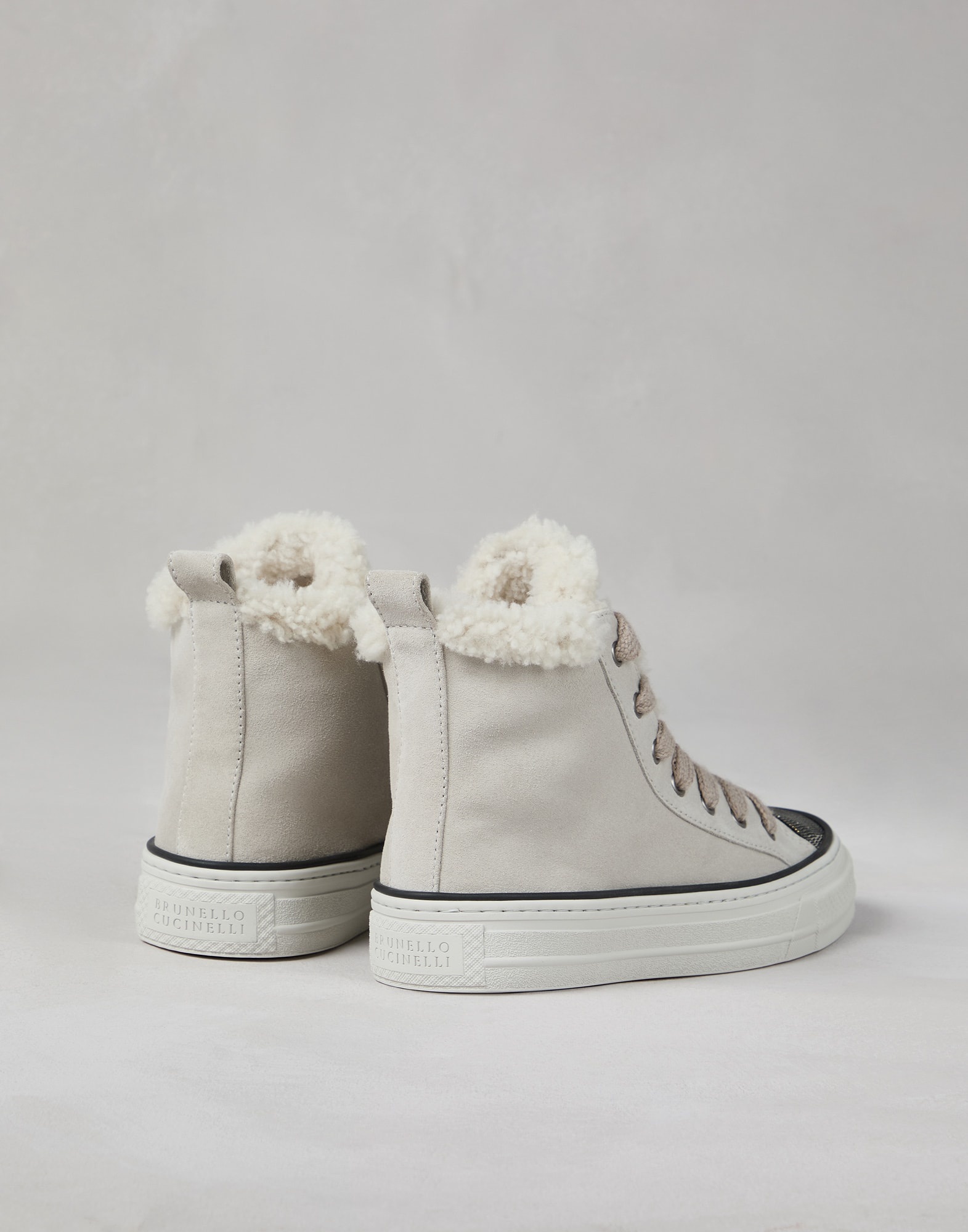 Suede high top sneakers with shearling lining and precious toe - 2