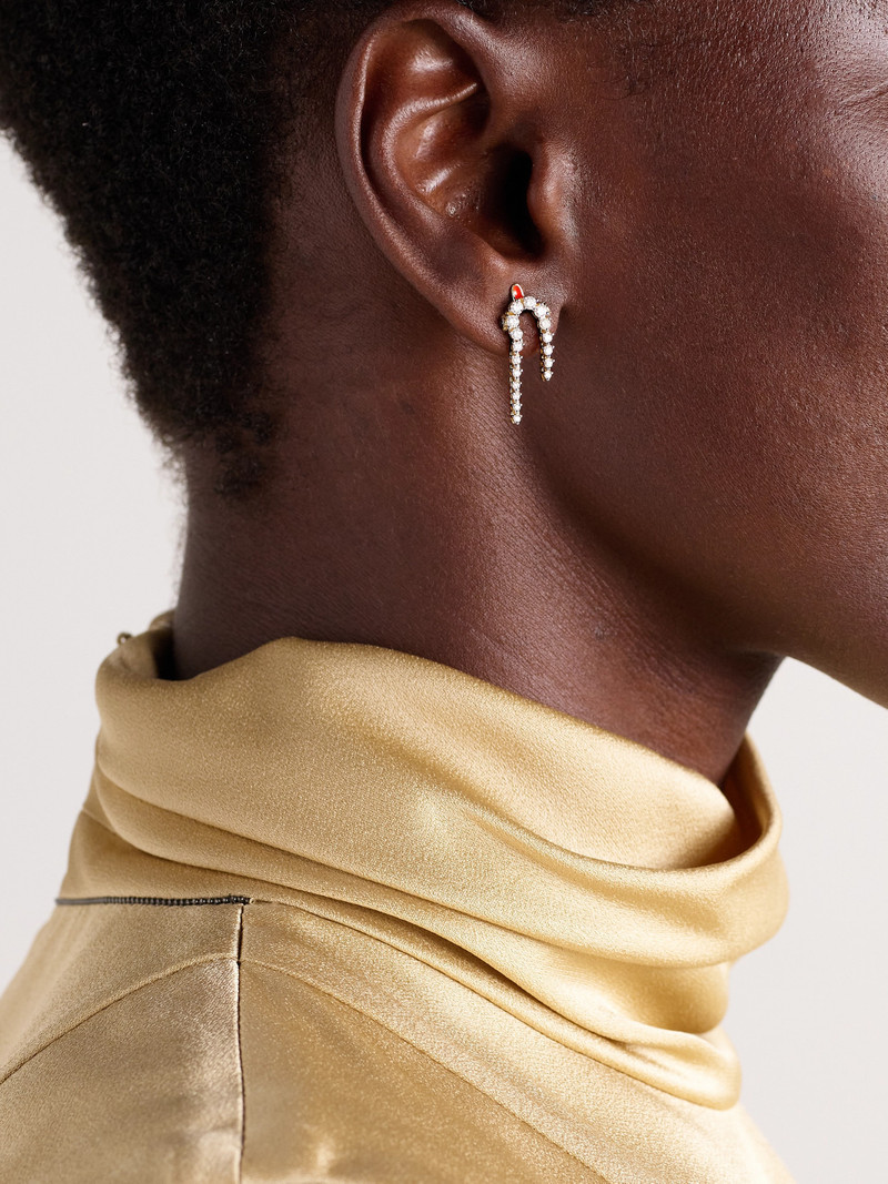 Yvonne Léon Mini Python 9-karat Gold, Diamond And Enamel Single Earring outlook