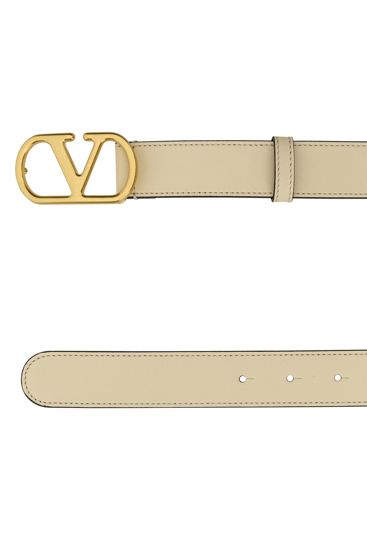 Ivory leather VLogo belt - 2