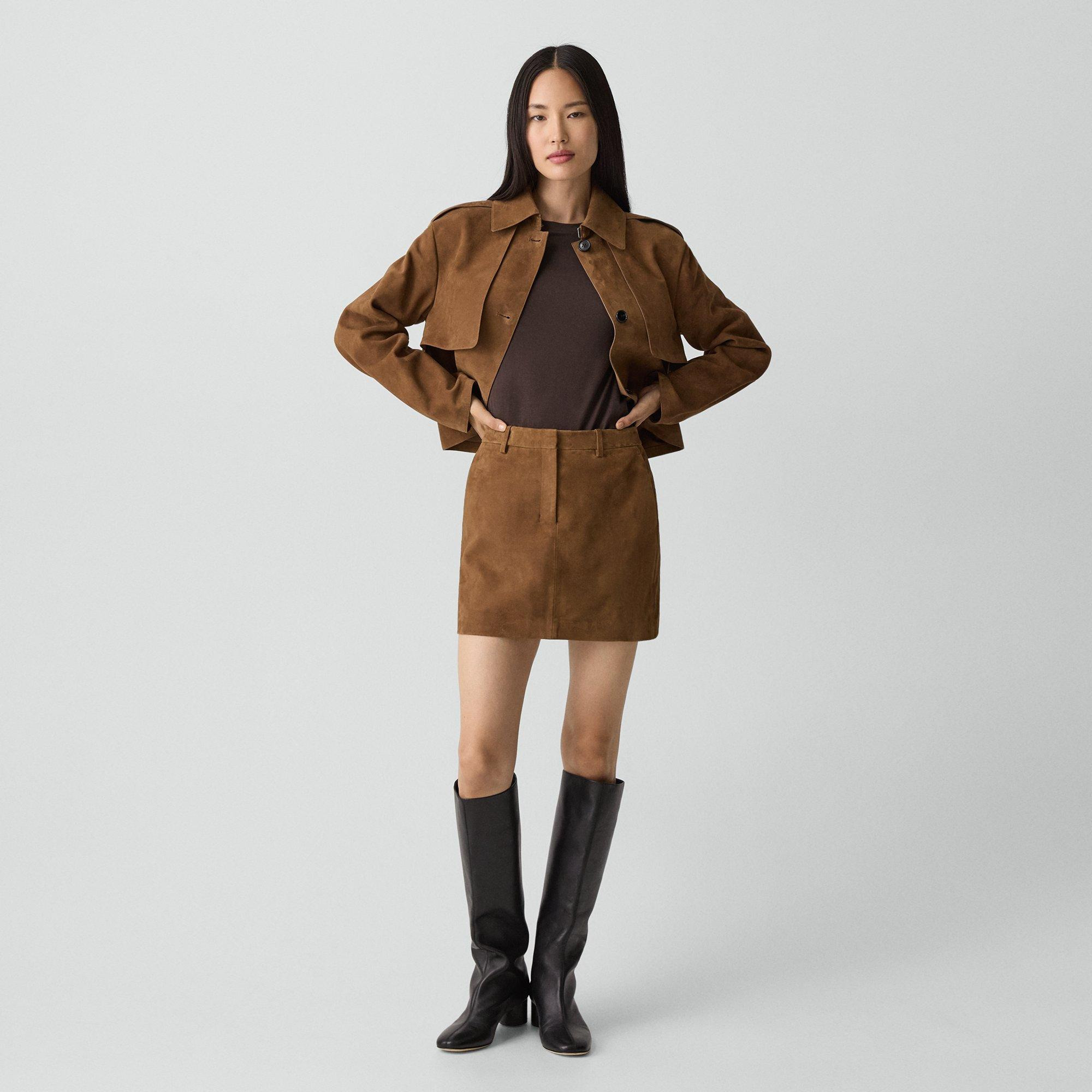 Mini Trouser Skirt in Suede - 2