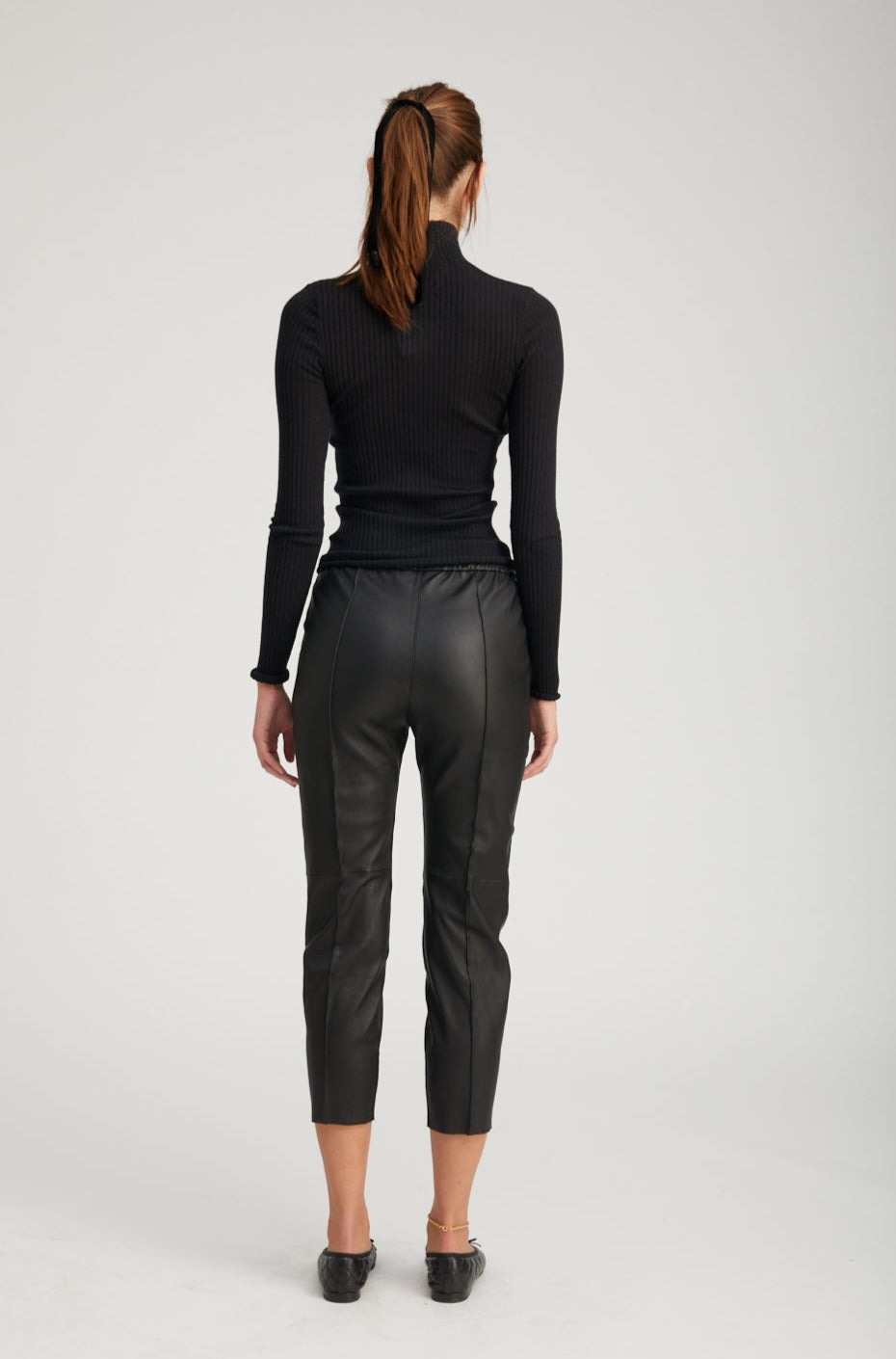 BLACK LEATHER JOGGERS - 4