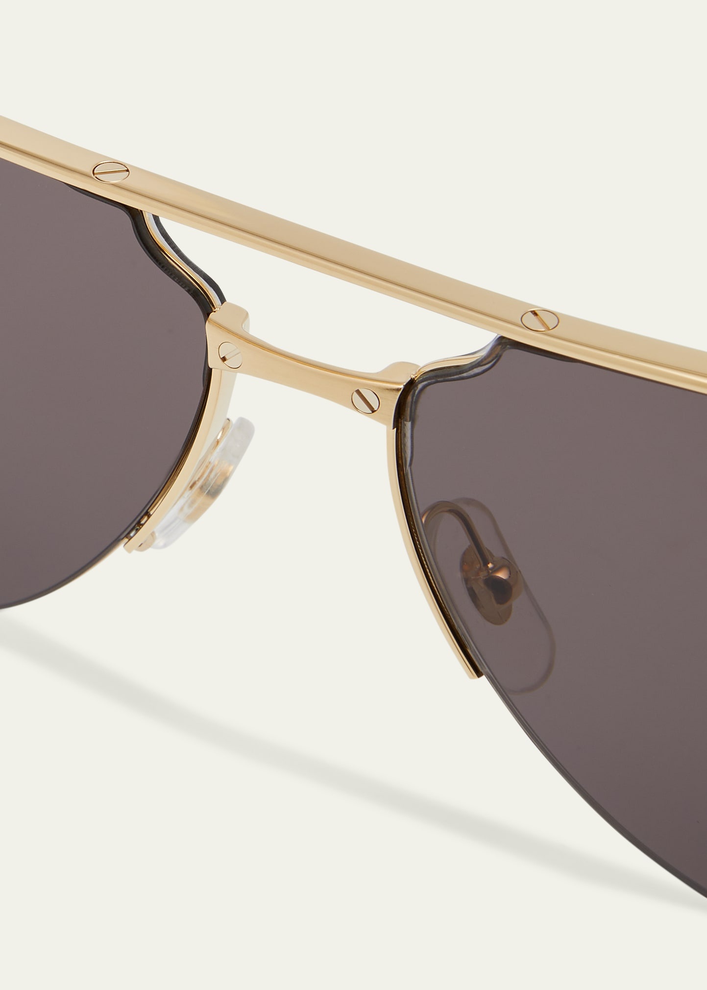 Men's Half-Rim Metal Aviator Sunglasses with Logo - 5
