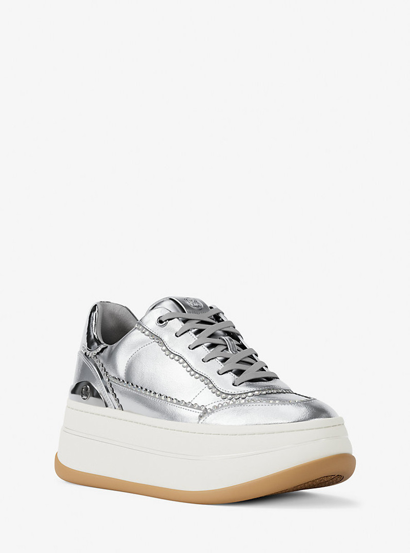 Hayes Embellished Metallic Leather Platform Sneaker 1