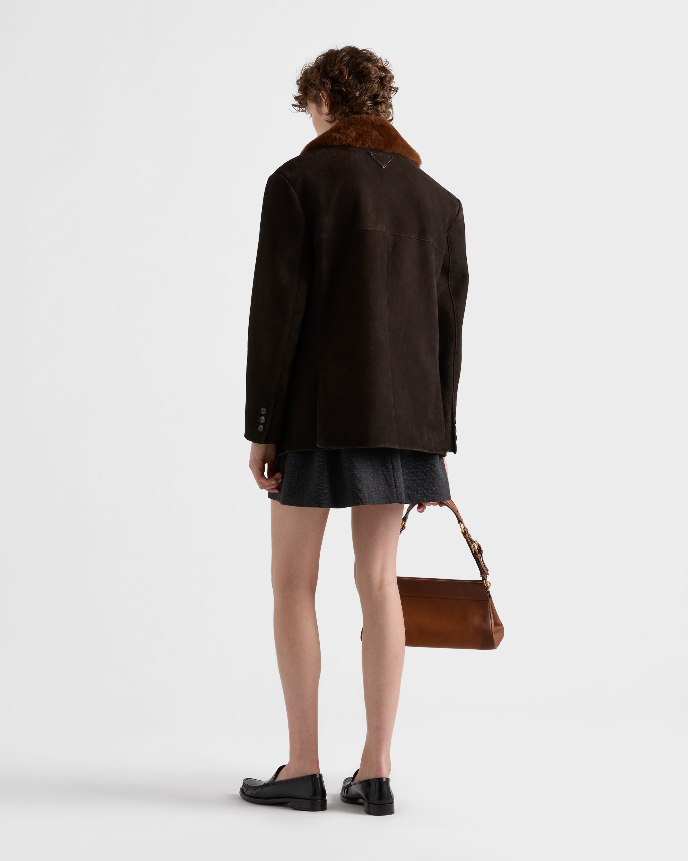 Suede and shearling caban jacket - 5
