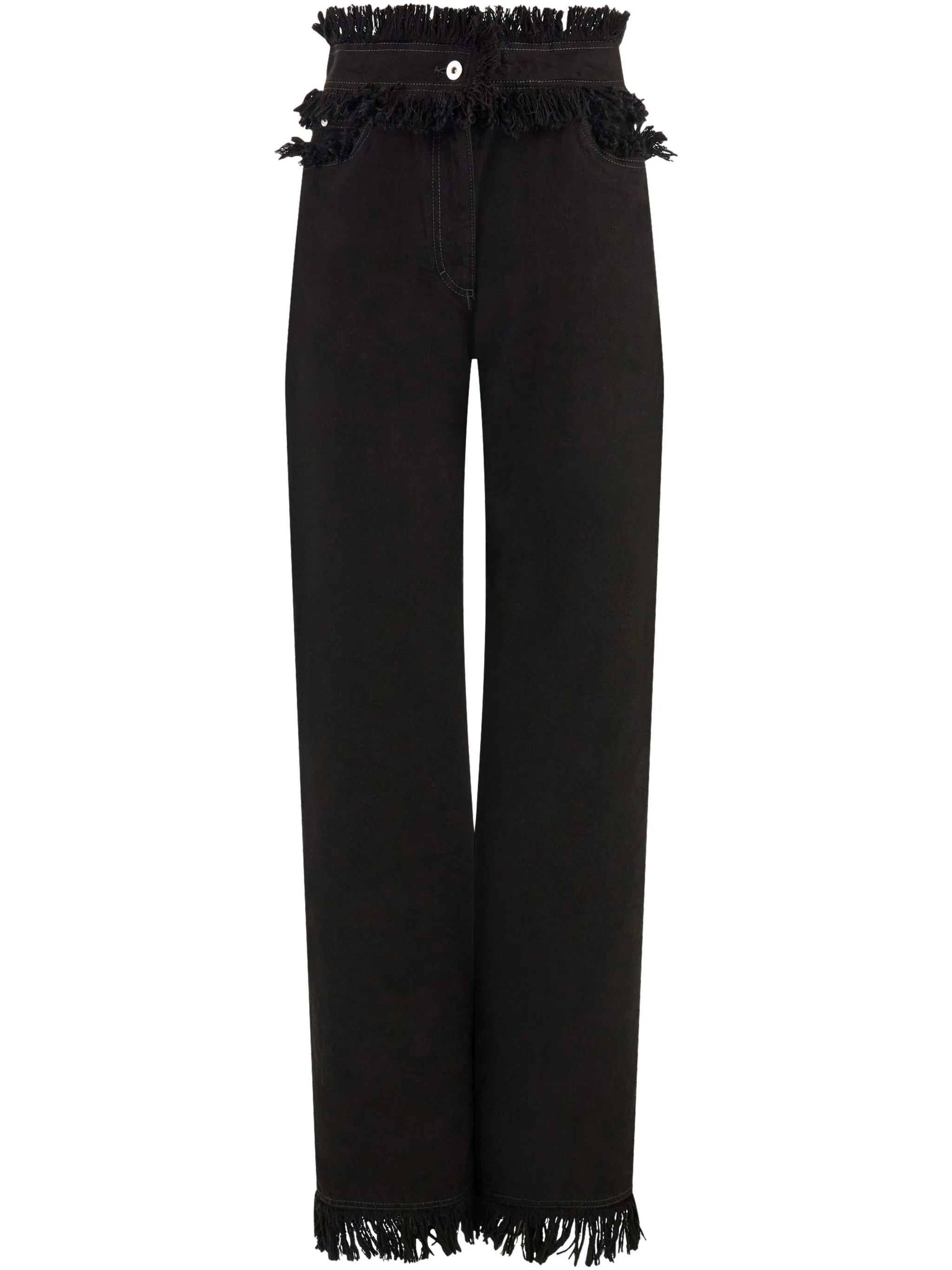 fringed straight-leg jeans - 1