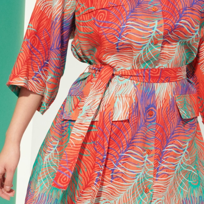 Women Linen saharian Shirt Dress Plumes 7