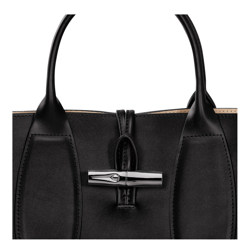 Longchamp Le Roseau M Handbag Black - Leather outlook