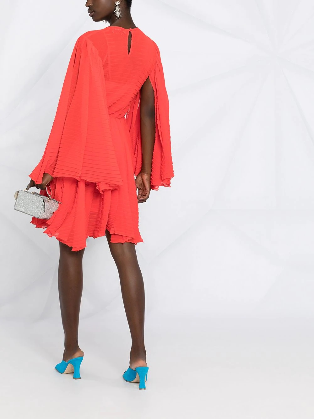 flounce-sleeve knee-length dress - 6