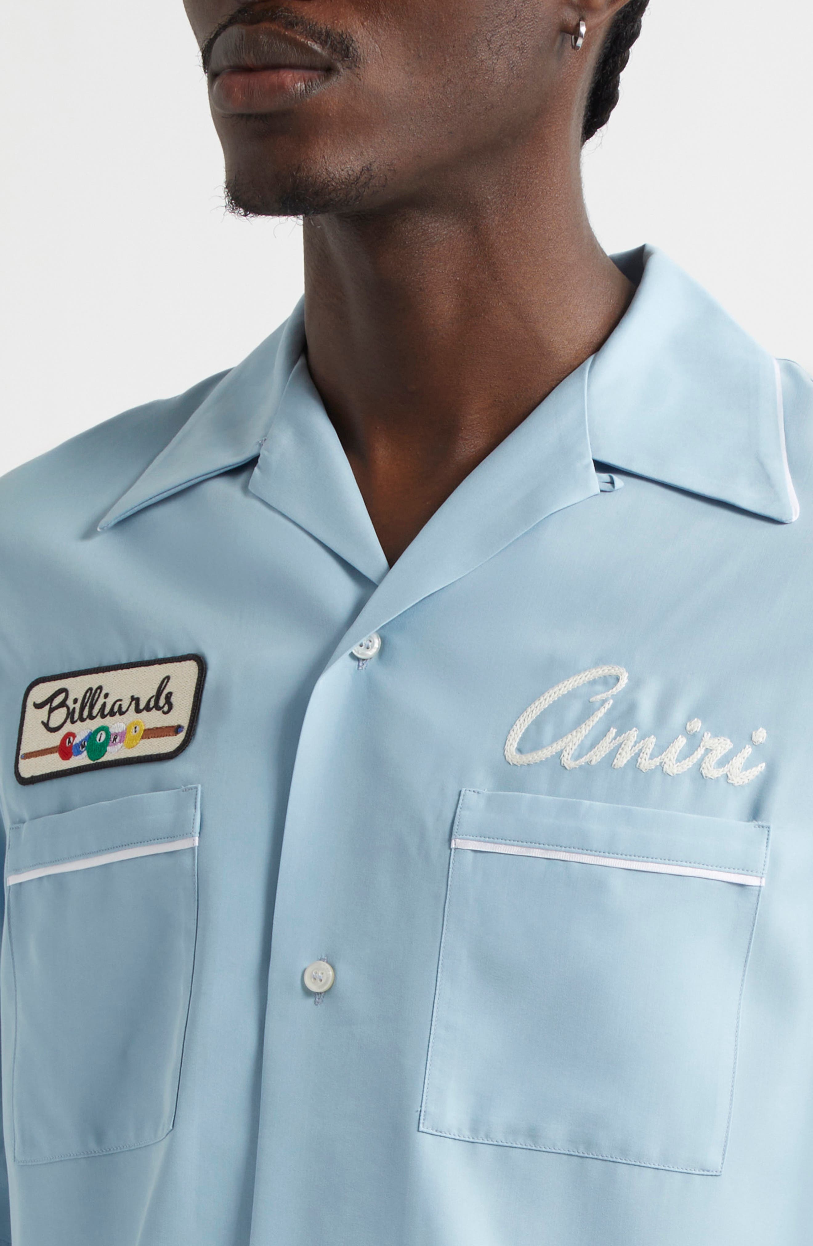 AMIRI Billiards Club Camp Shirt in Ocean Sky at Nordstrom - 4